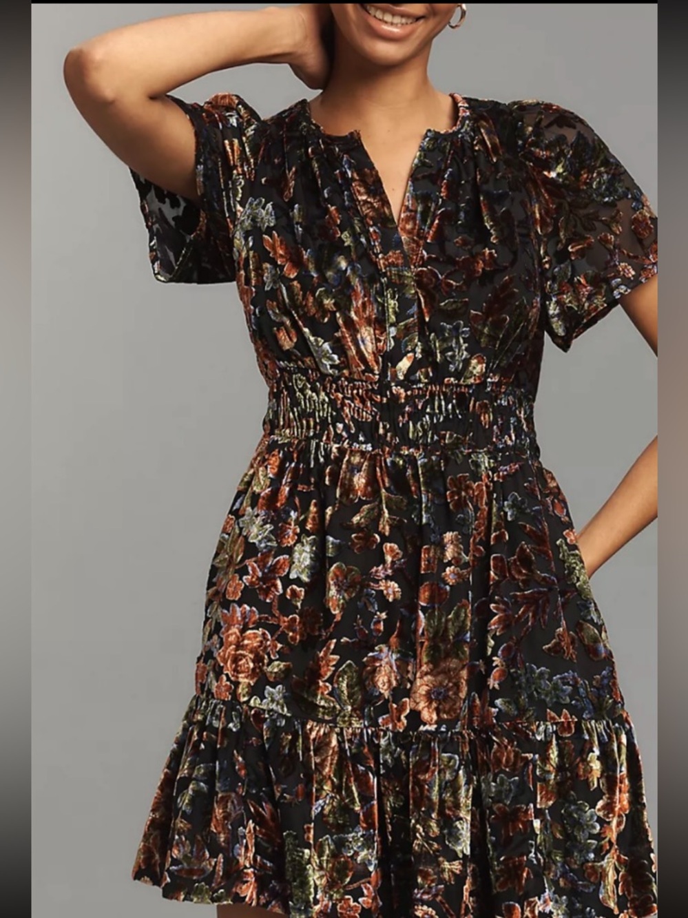 Anthropologie Somerset Velvet Mini Dress.